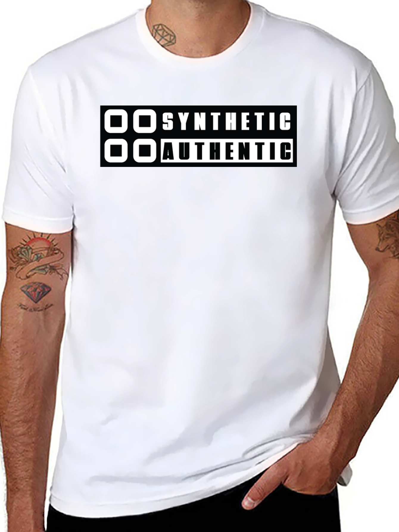 Synthetic Authentic Graphic Tee - Black Cotton Casual Wear
