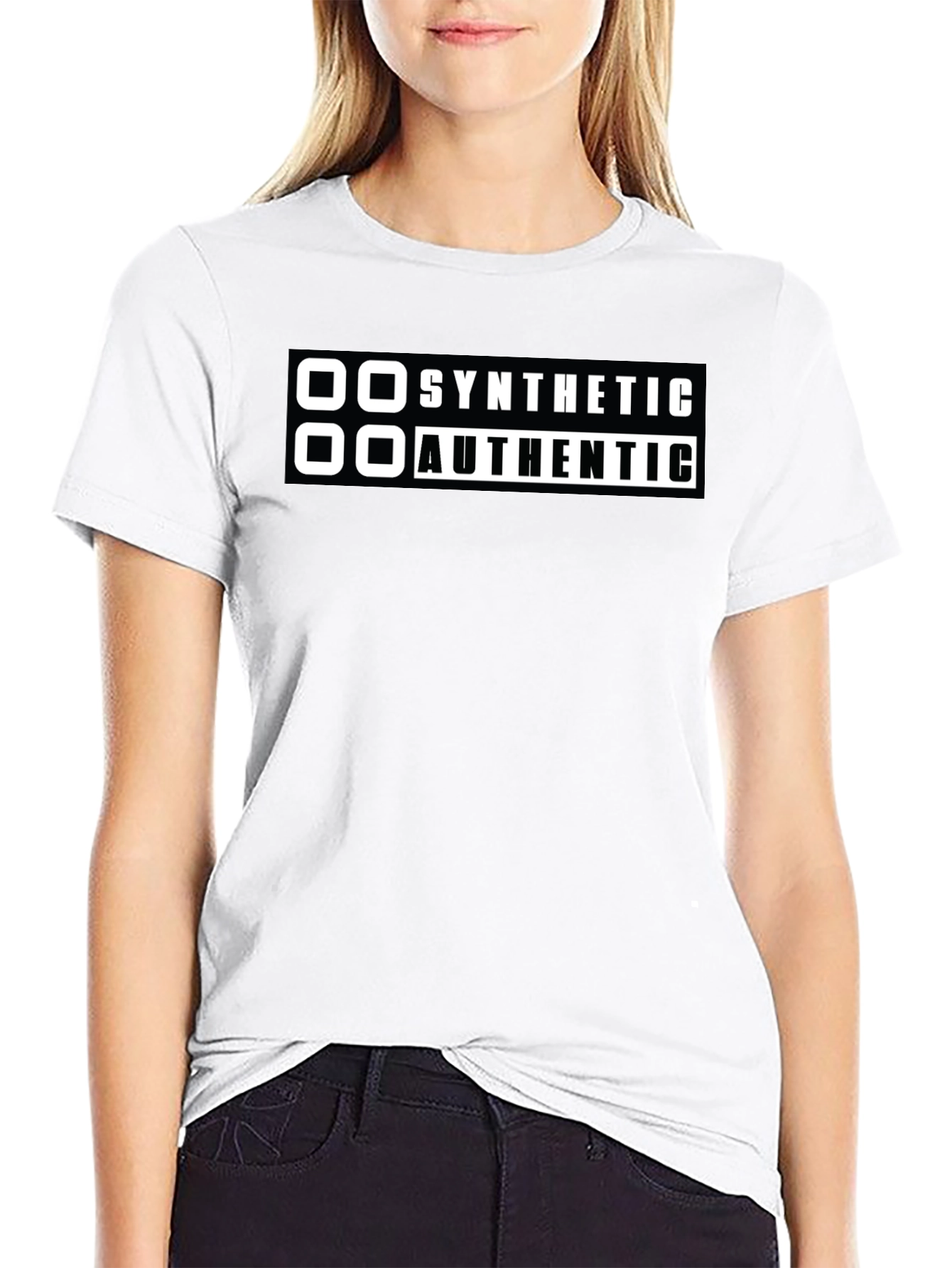 Synthetic Authentic Graphic Tee - Black Cotton Casual Wear