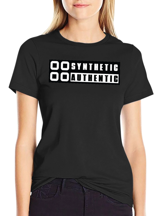 Synthetic Authentic Graphic Tee - Black Cotton Casual Wear