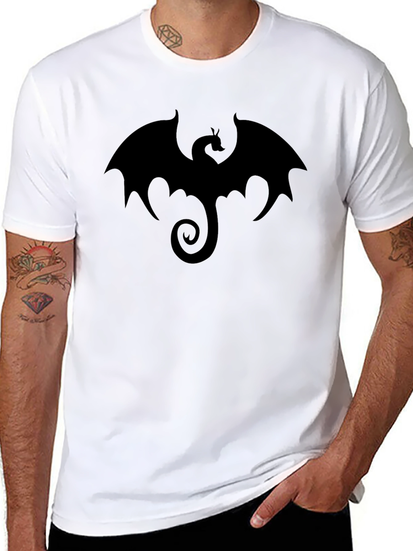 Mens Black Dragon Graphic T-Shirt