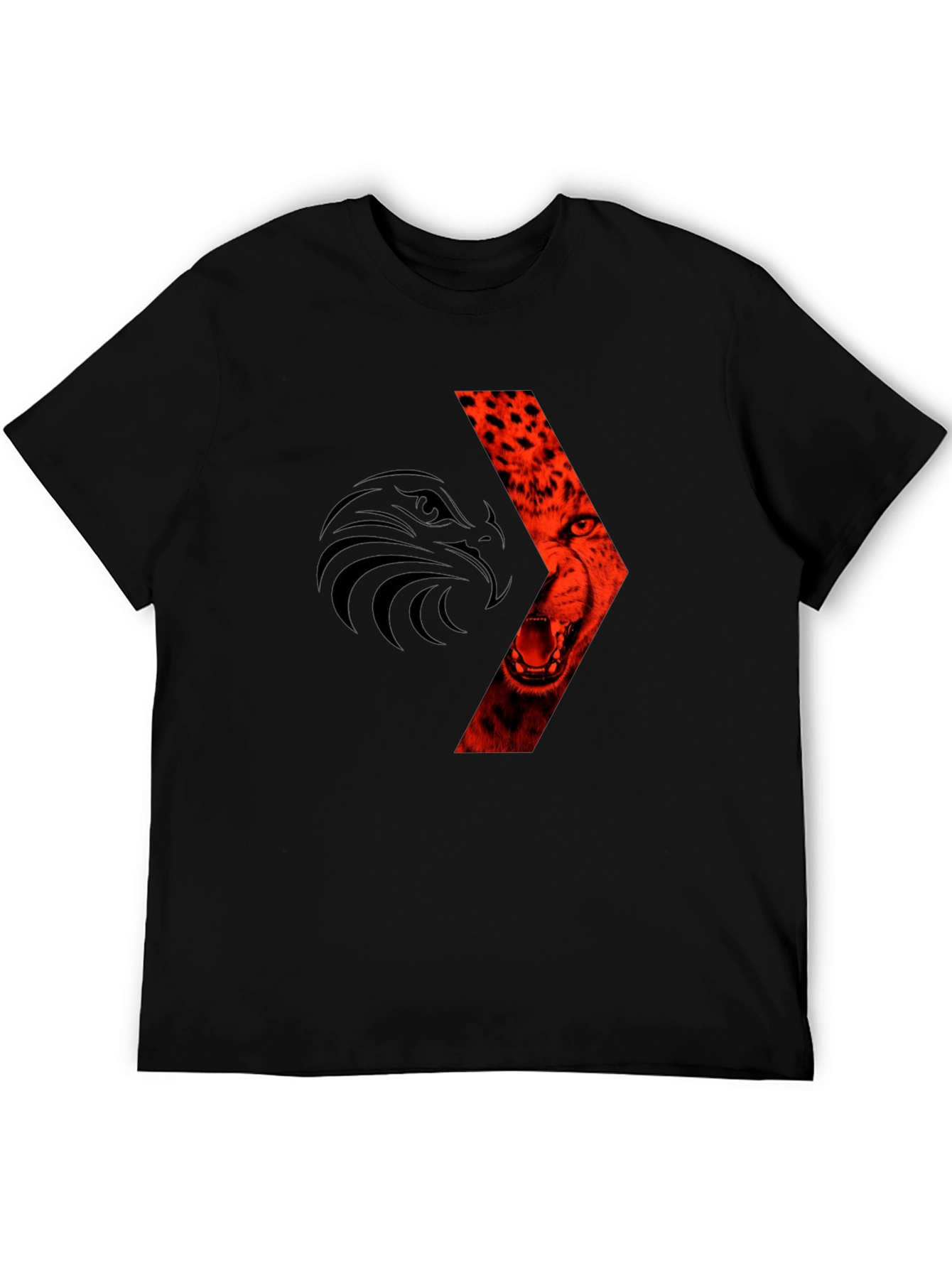 Bold Graphic Tee: Eagle & Cheetah Design