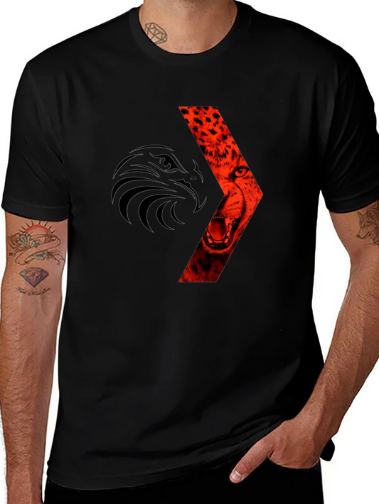Bold Graphic Tee: Eagle & Cheetah Design