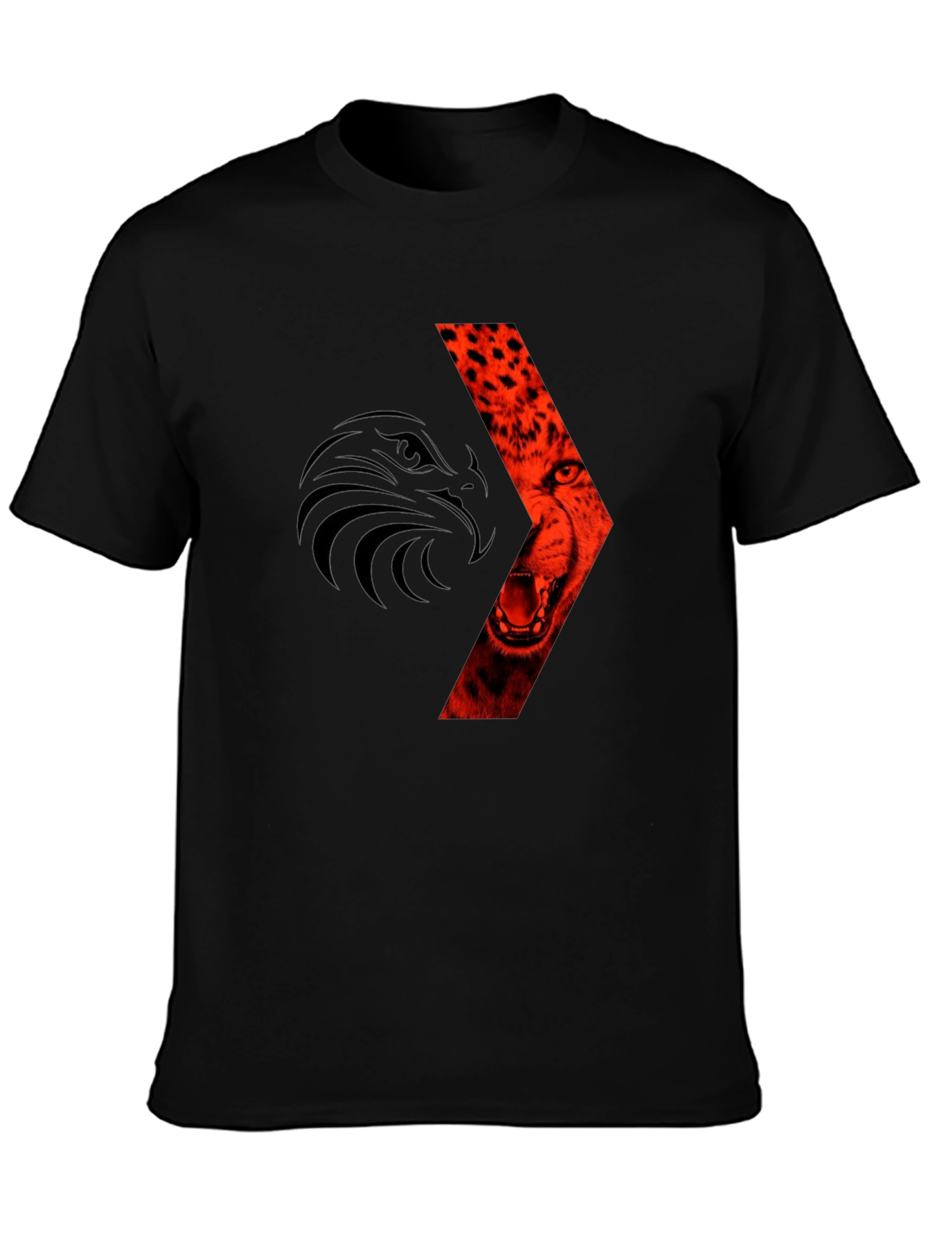 Bold Graphic Tee: Eagle & Cheetah Design