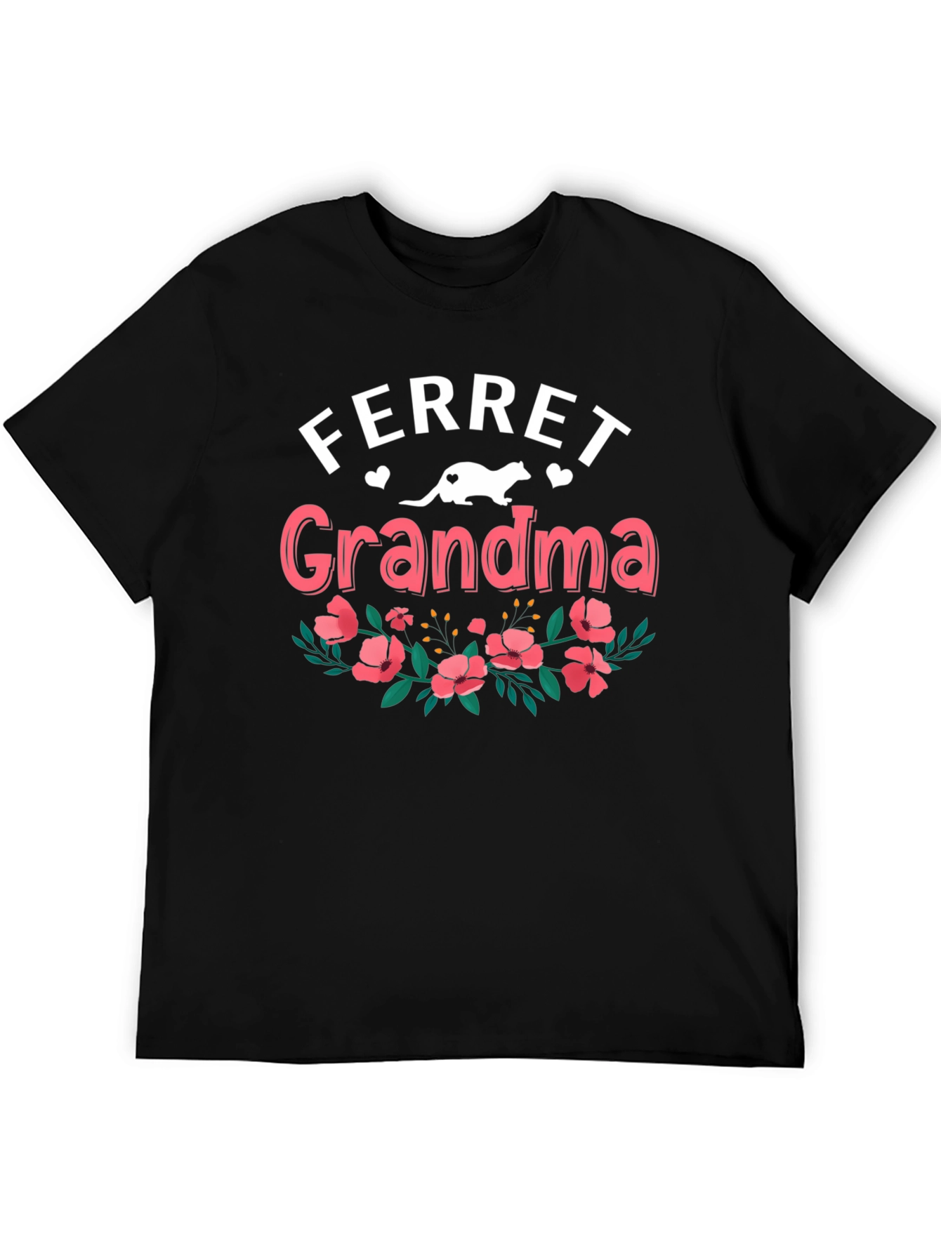 Ferret Grandma T-Shirt - Floral Design