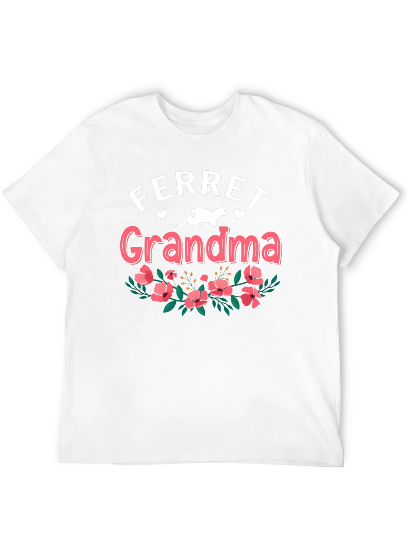 Ferret Grandma T-Shirt - Floral Design