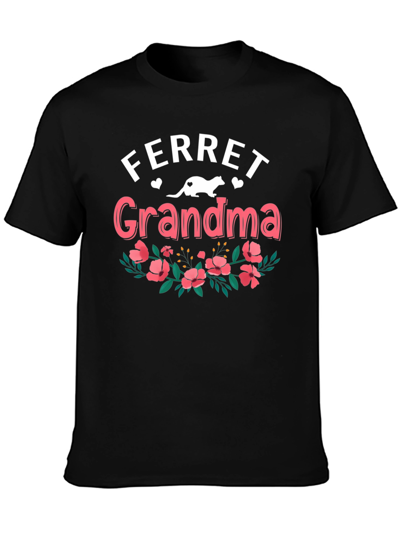Ferret Grandma T-Shirt - Floral Design