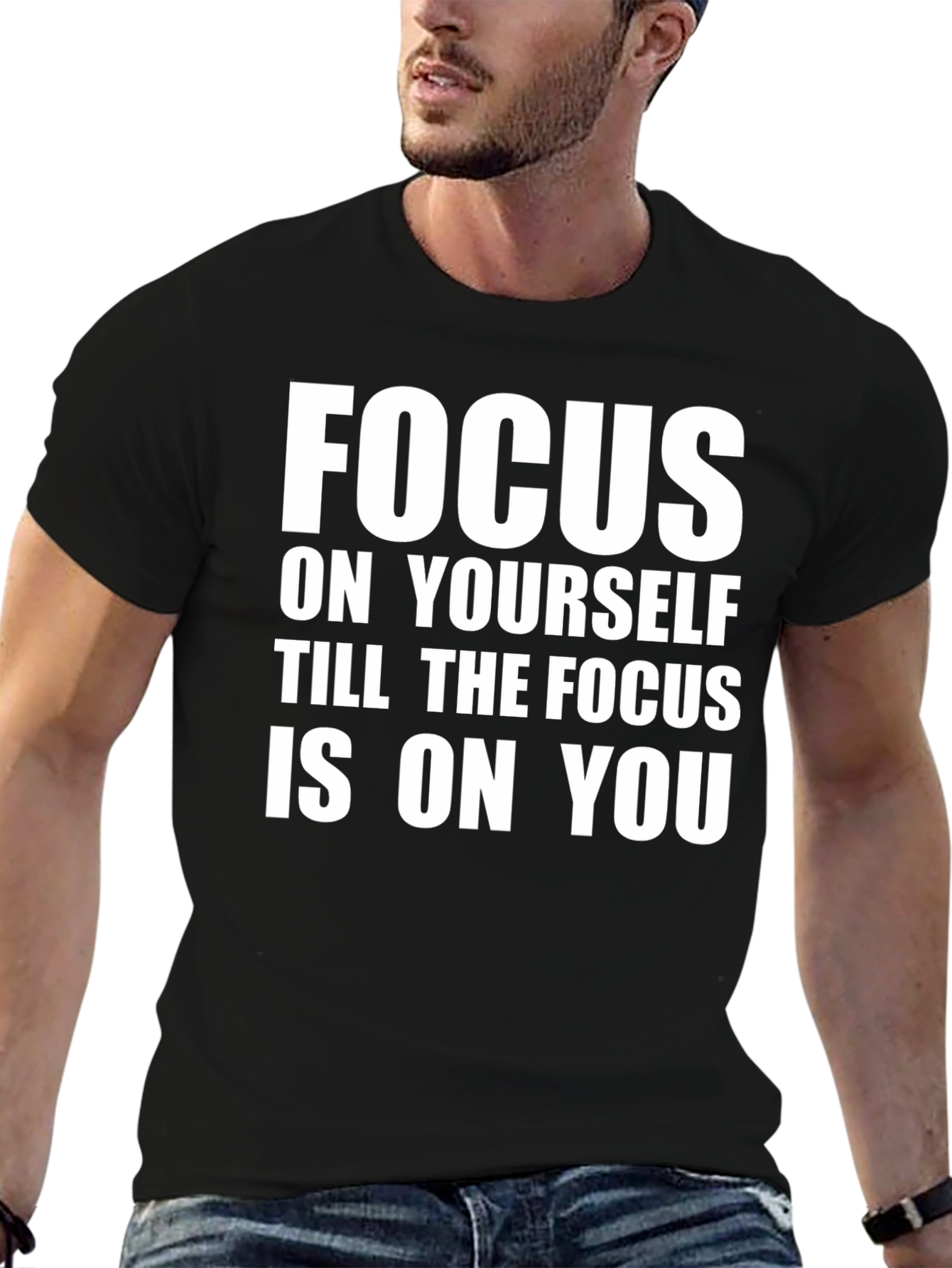 Focus on Yourself Black Graphic Tee