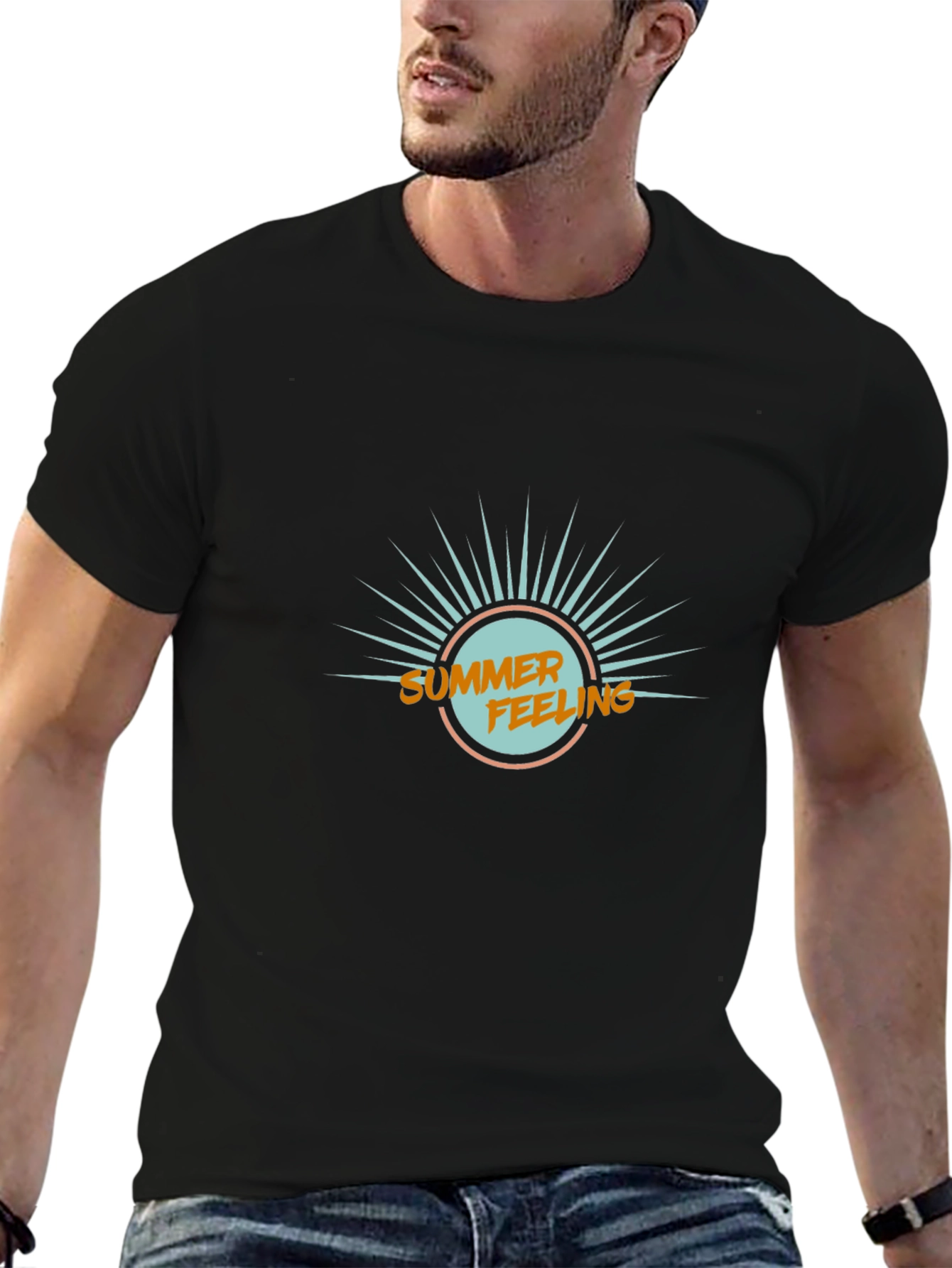 Summer Feeling Graphic Tee - Mens Black T-Shirt