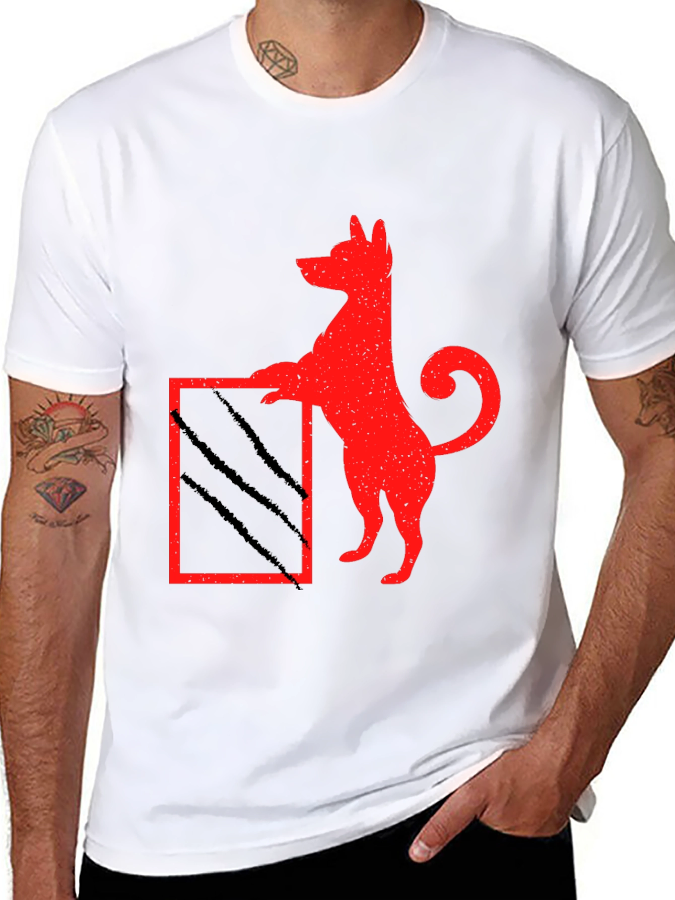 Dog Scratch Box Tee - Quirky Graphic T-Shirt
