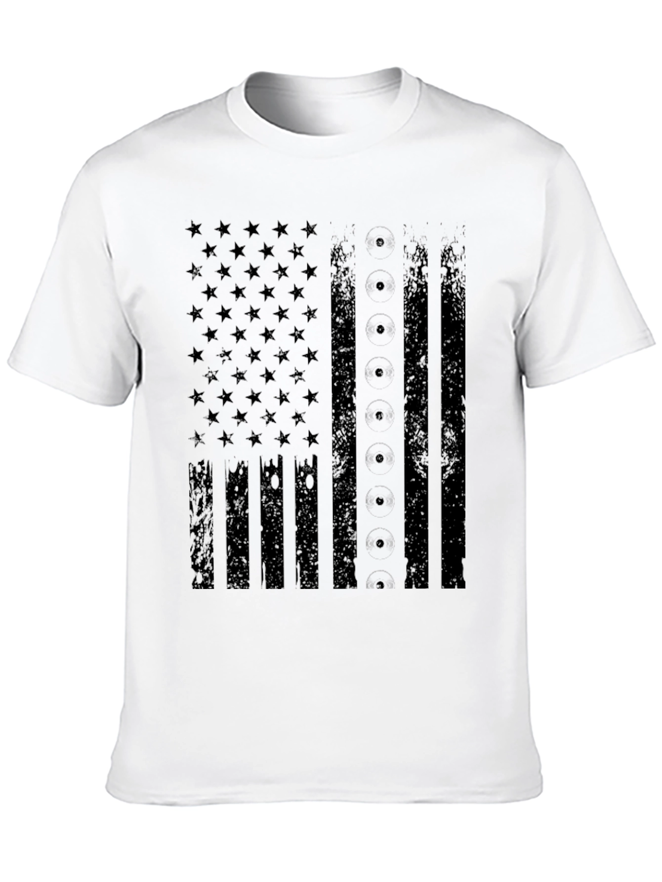 Distressed American Flag Black Graphic T-Shirt