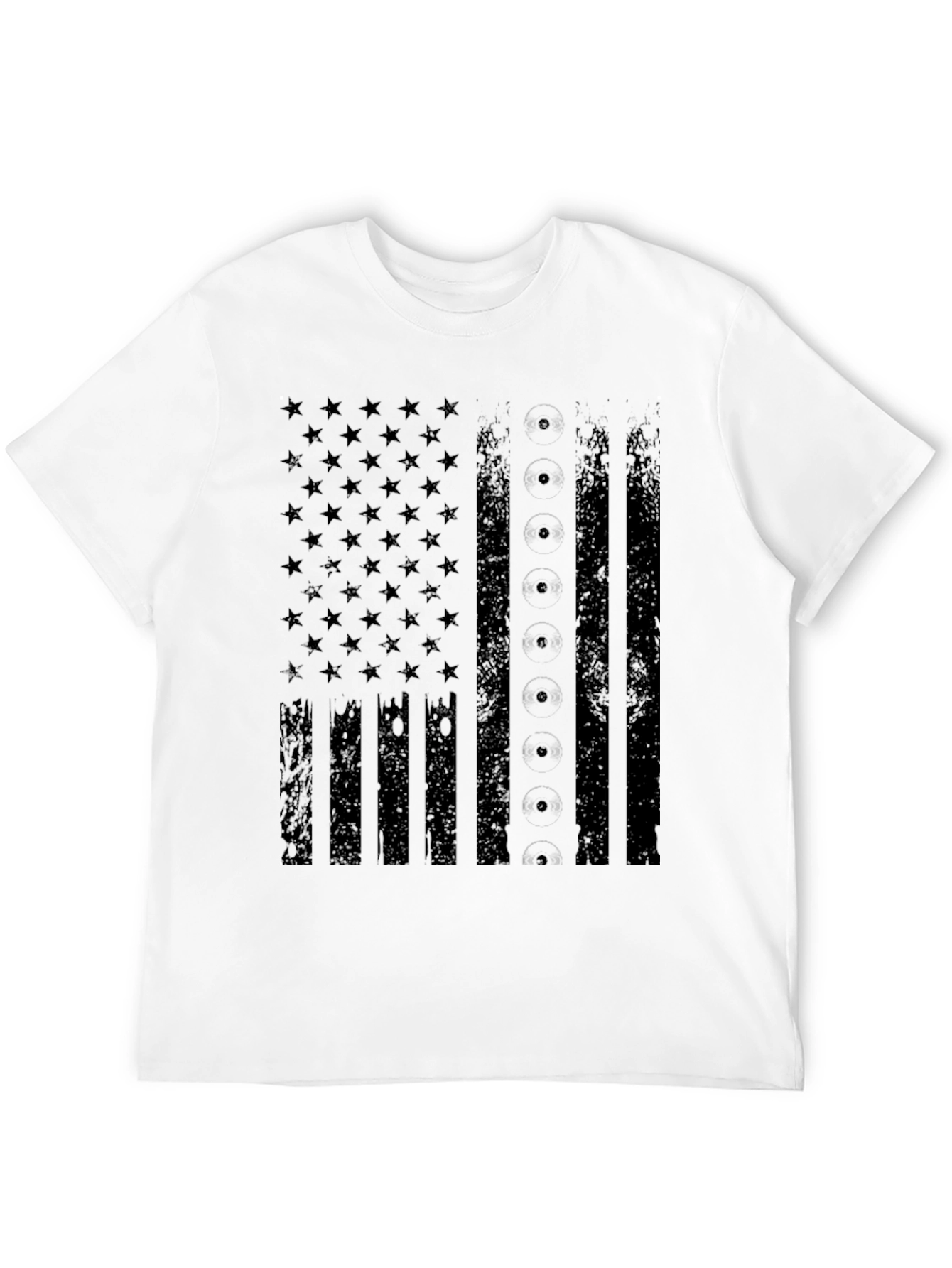 Distressed American Flag Black Graphic T-Shirt