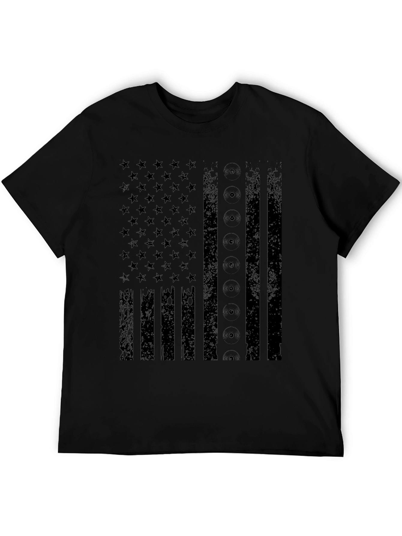 Distressed American Flag Black Graphic T-Shirt
