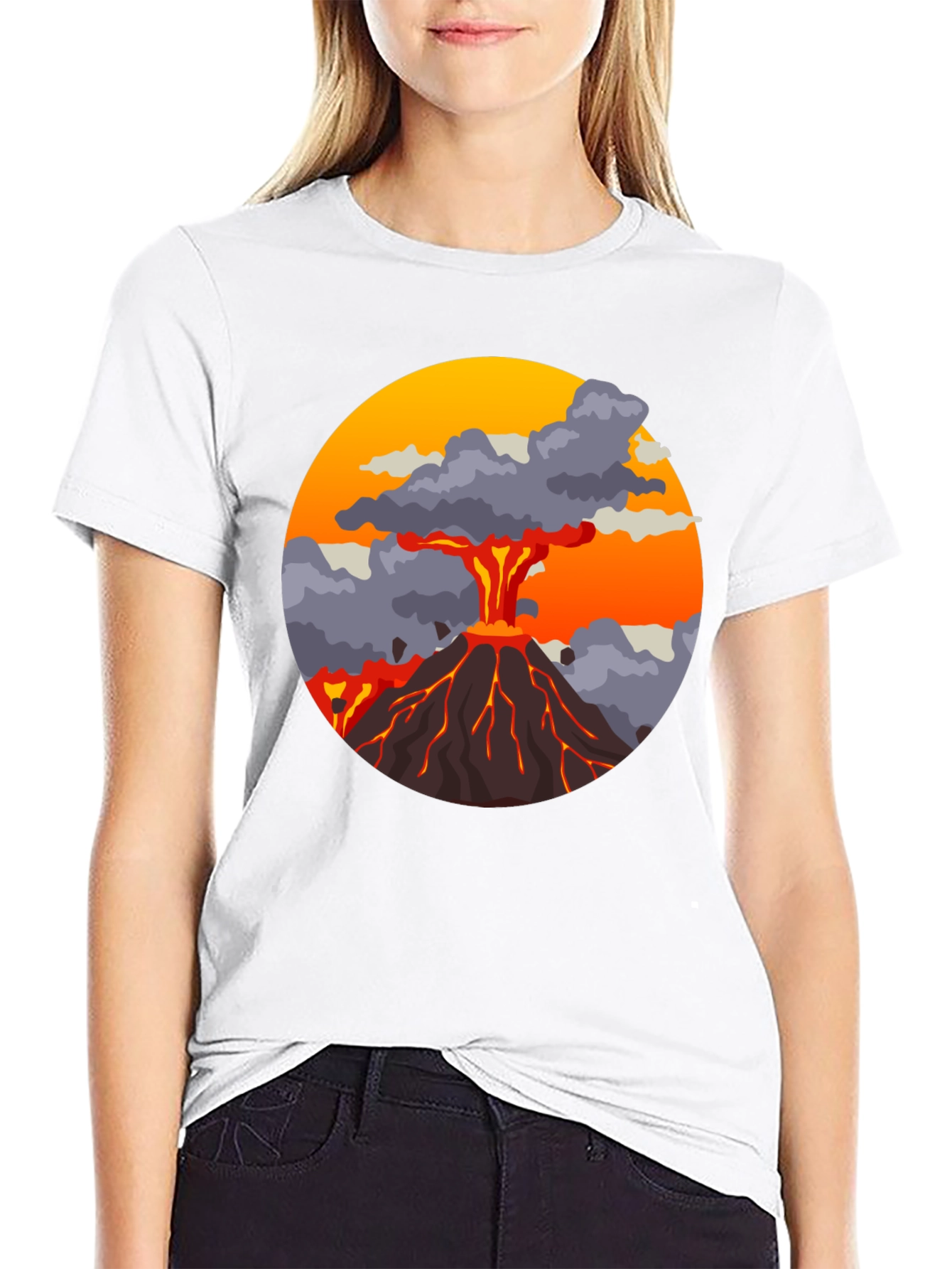 Volcano Explosion Graphic Tee - Cool Mens T-Shirt