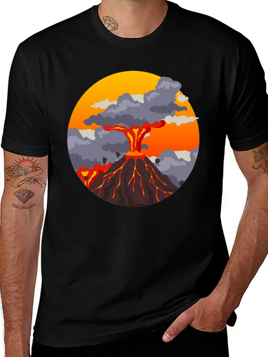 Volcano Explosion Graphic Tee - Cool Mens T-Shirt
