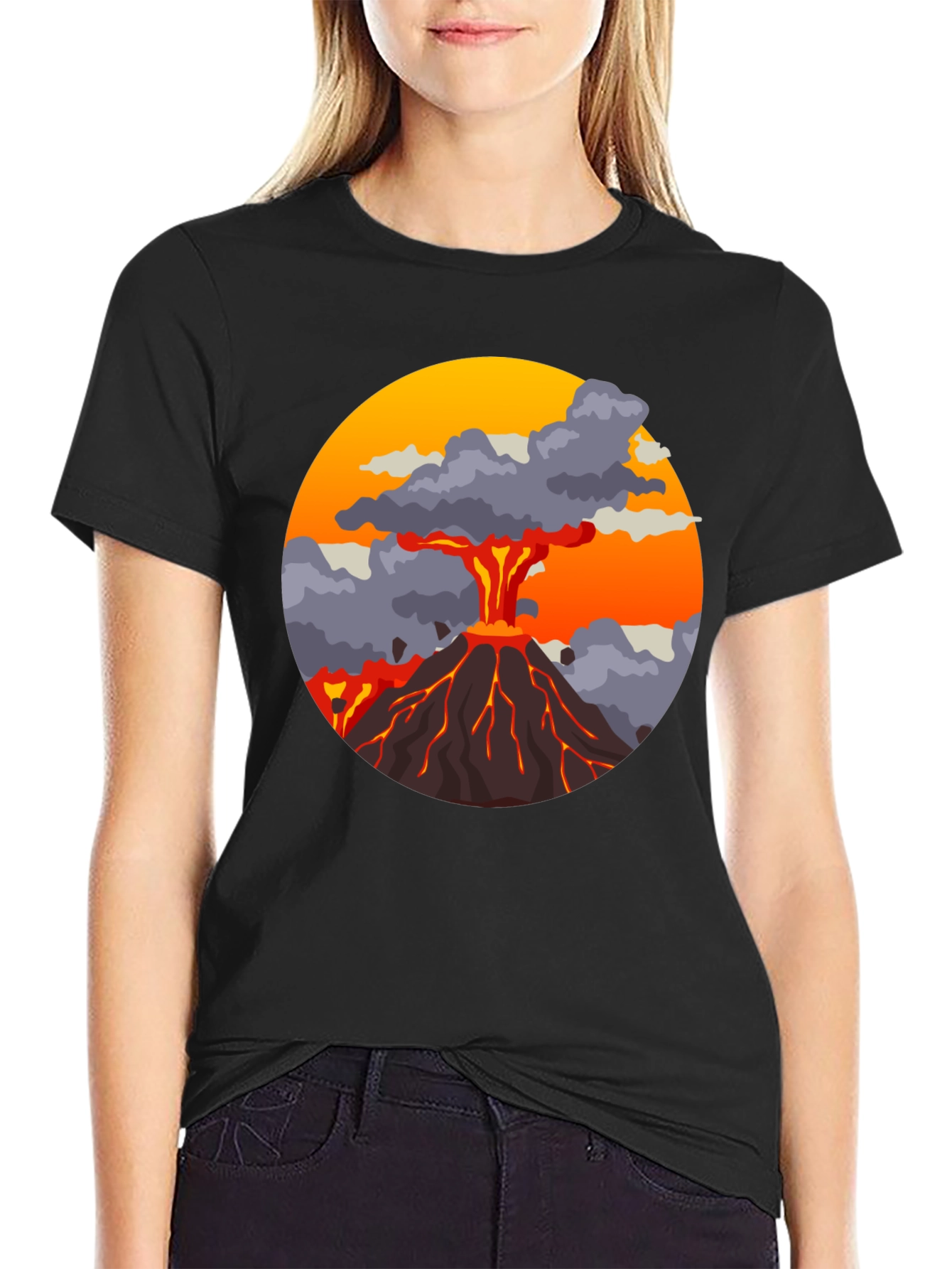 Volcano Explosion Graphic Tee - Cool Mens T-Shirt