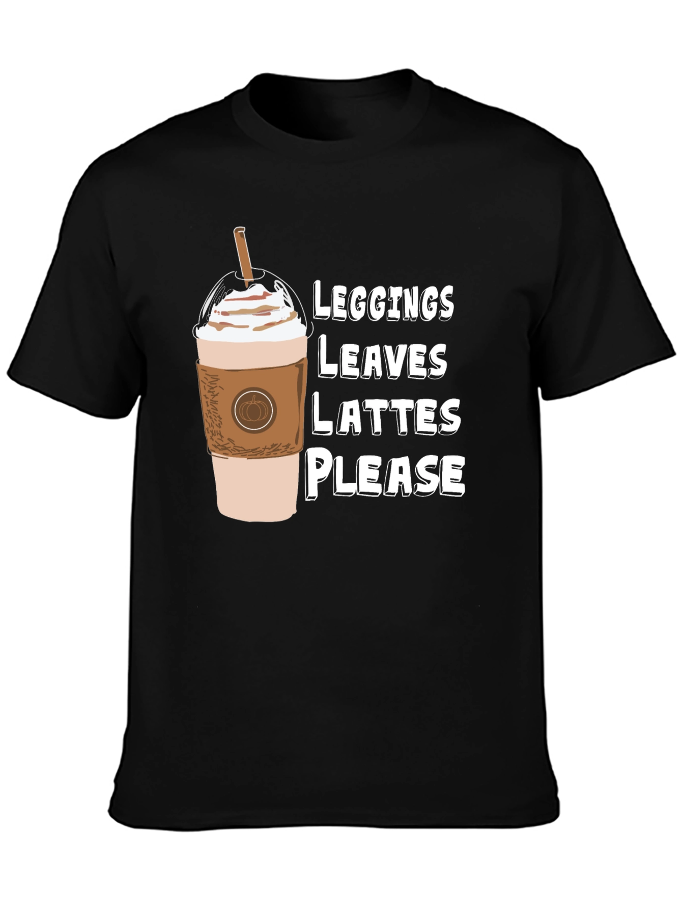 Leggings Leaves Lattes Please Black T-Shirt