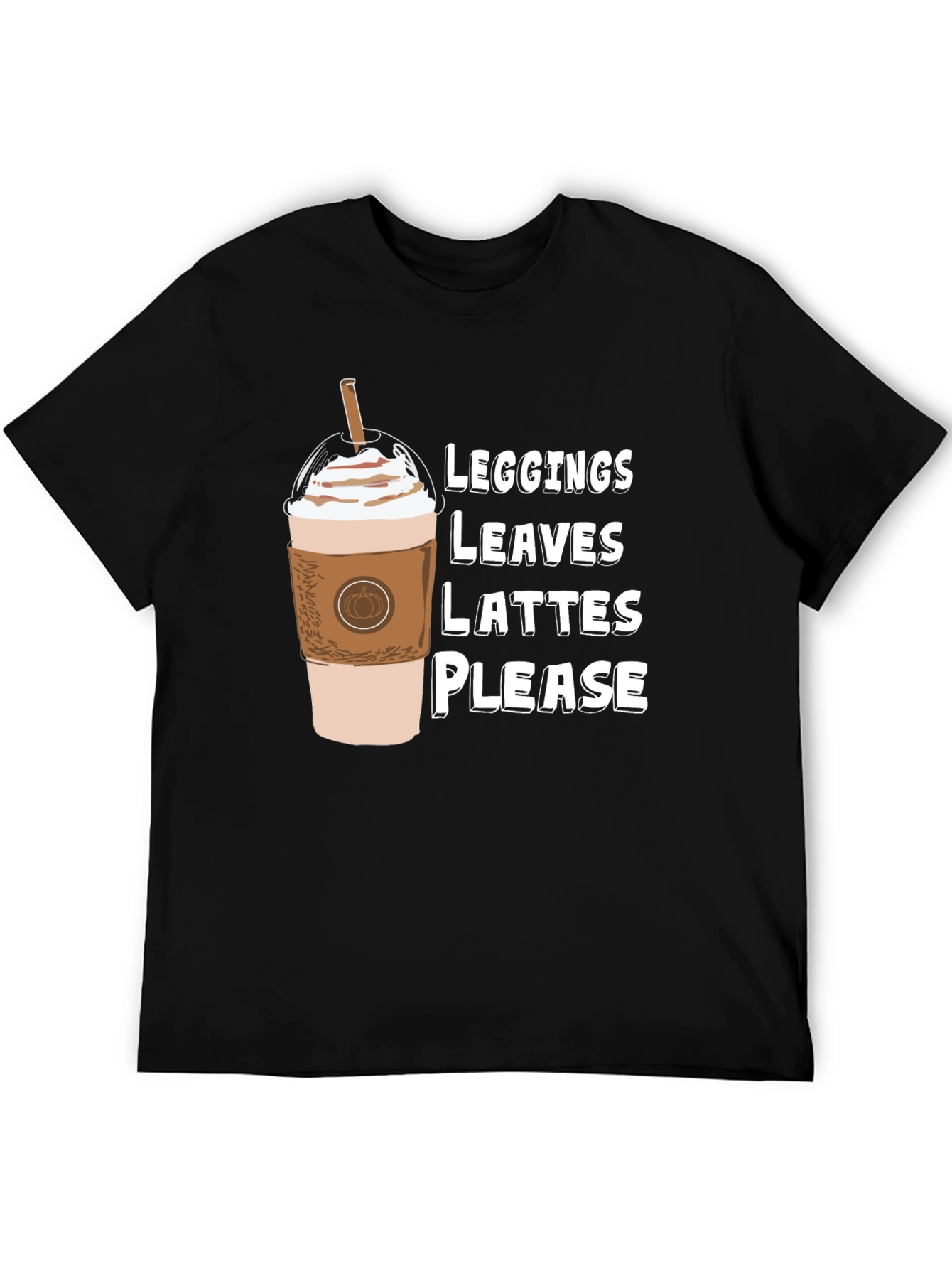 Leggings Leaves Lattes Please Black T-Shirt