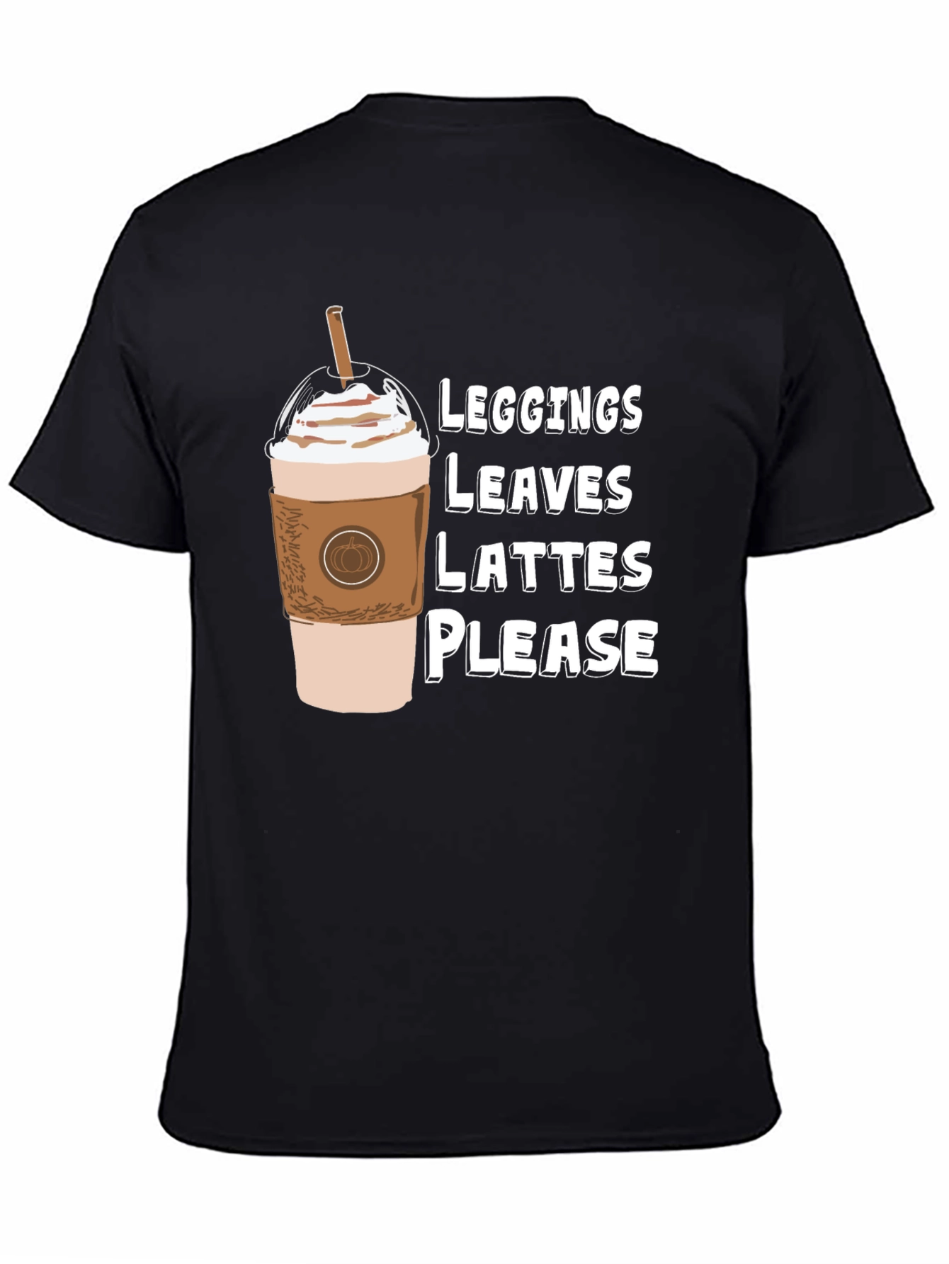 Leggings Leaves Lattes Please Black T-Shirt