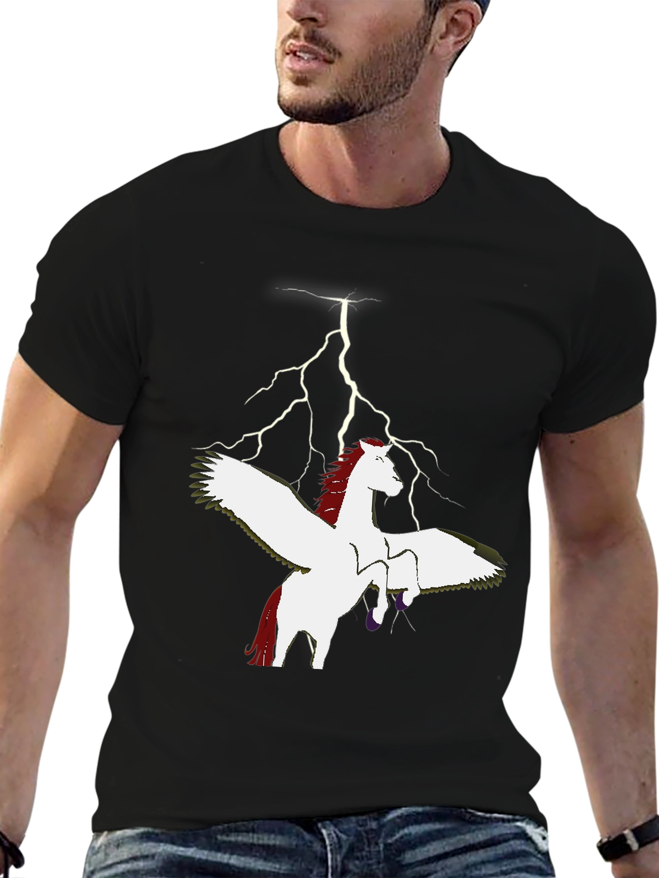 Pegasus Lightning Bolt Graphic T-Shirt