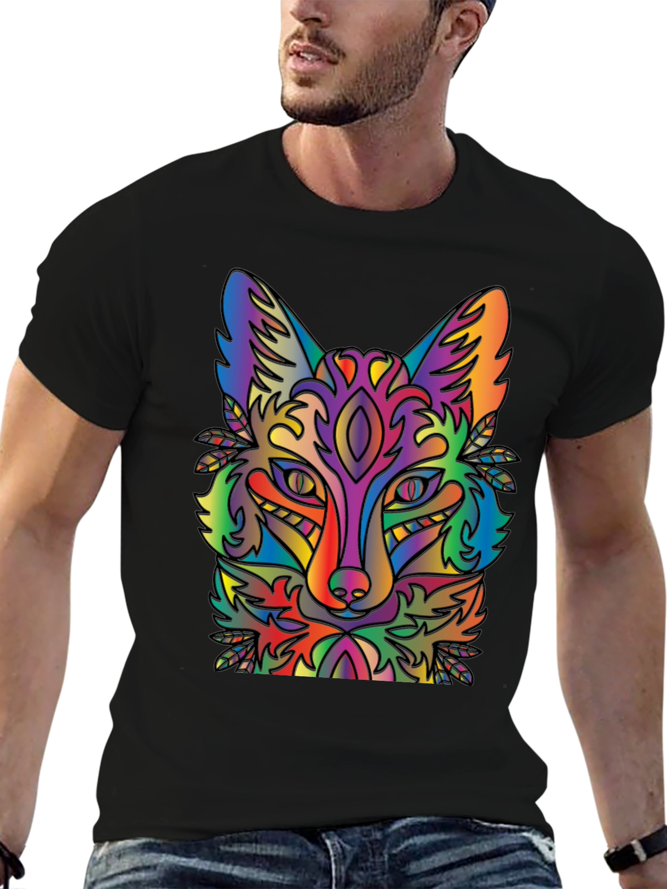 Rainbow Fox Graphic T-Shirt