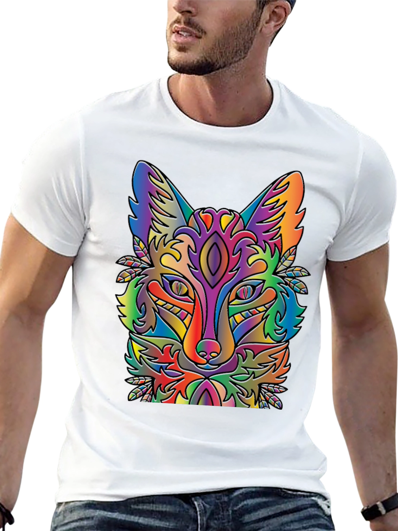 Rainbow Fox Graphic T-Shirt