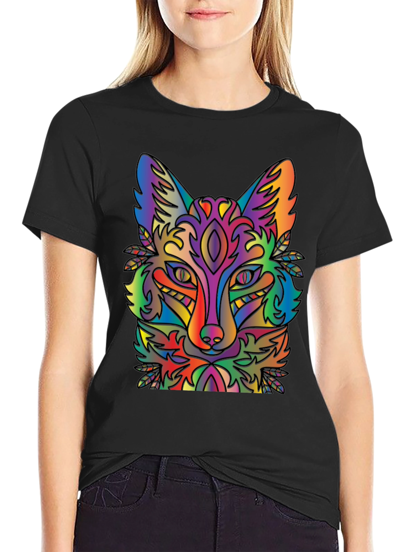 Rainbow Fox Graphic T-Shirt