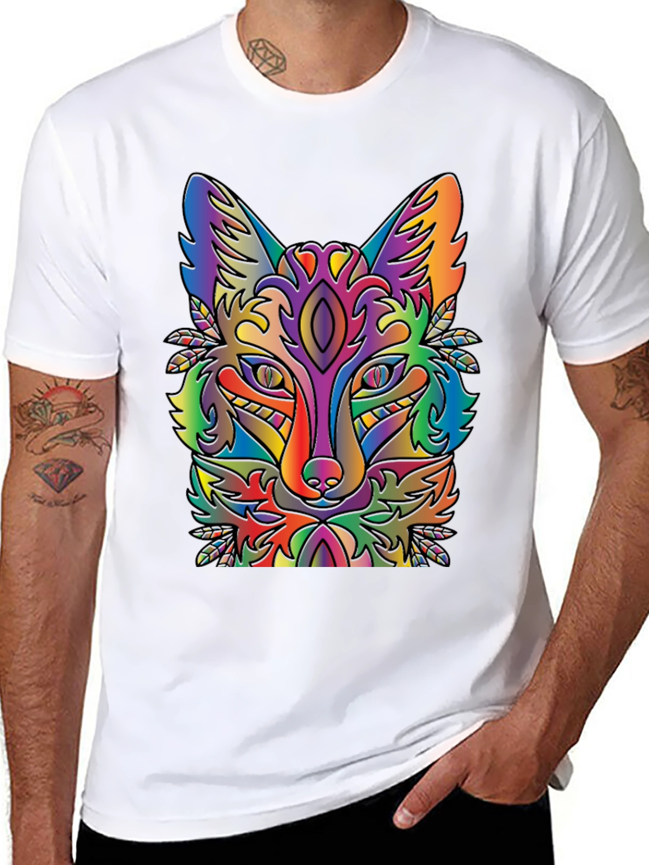 Rainbow Fox Graphic T-Shirt