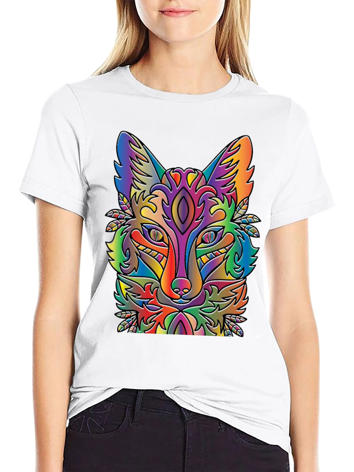 Rainbow Fox Graphic T-Shirt
