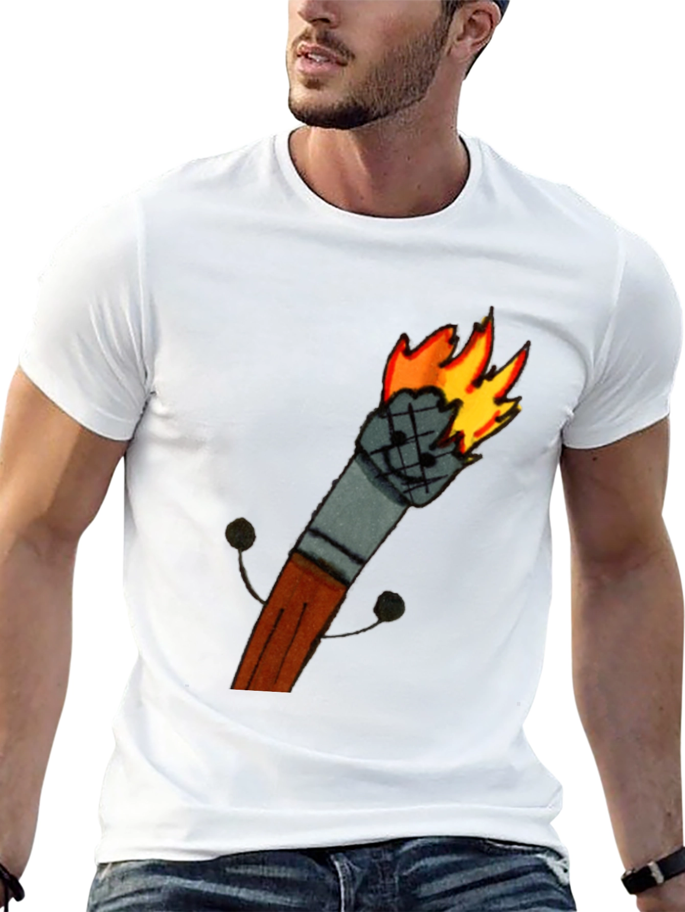 Funny Matchstick Cartoon Graphic T-Shirt