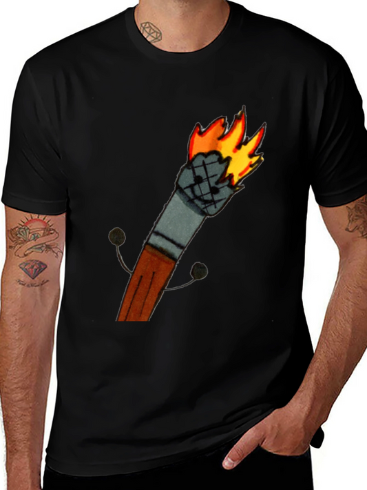 Funny Matchstick Cartoon Graphic T-Shirt