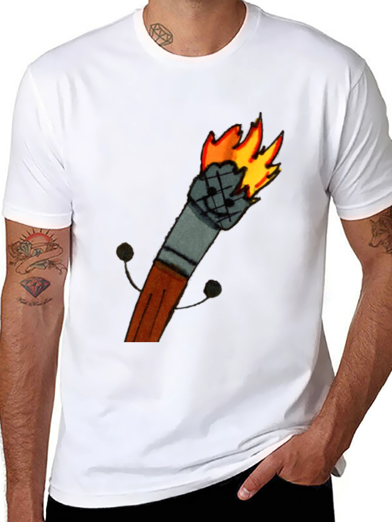 Funny Matchstick Cartoon Graphic T-Shirt