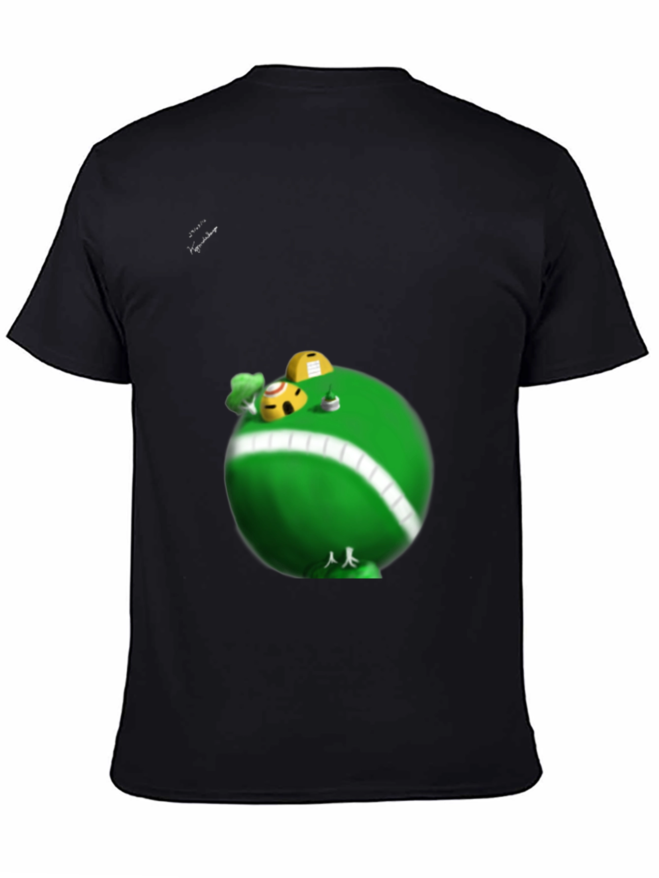 Fun Cartoon Planet Graphic T-Shirt - Black