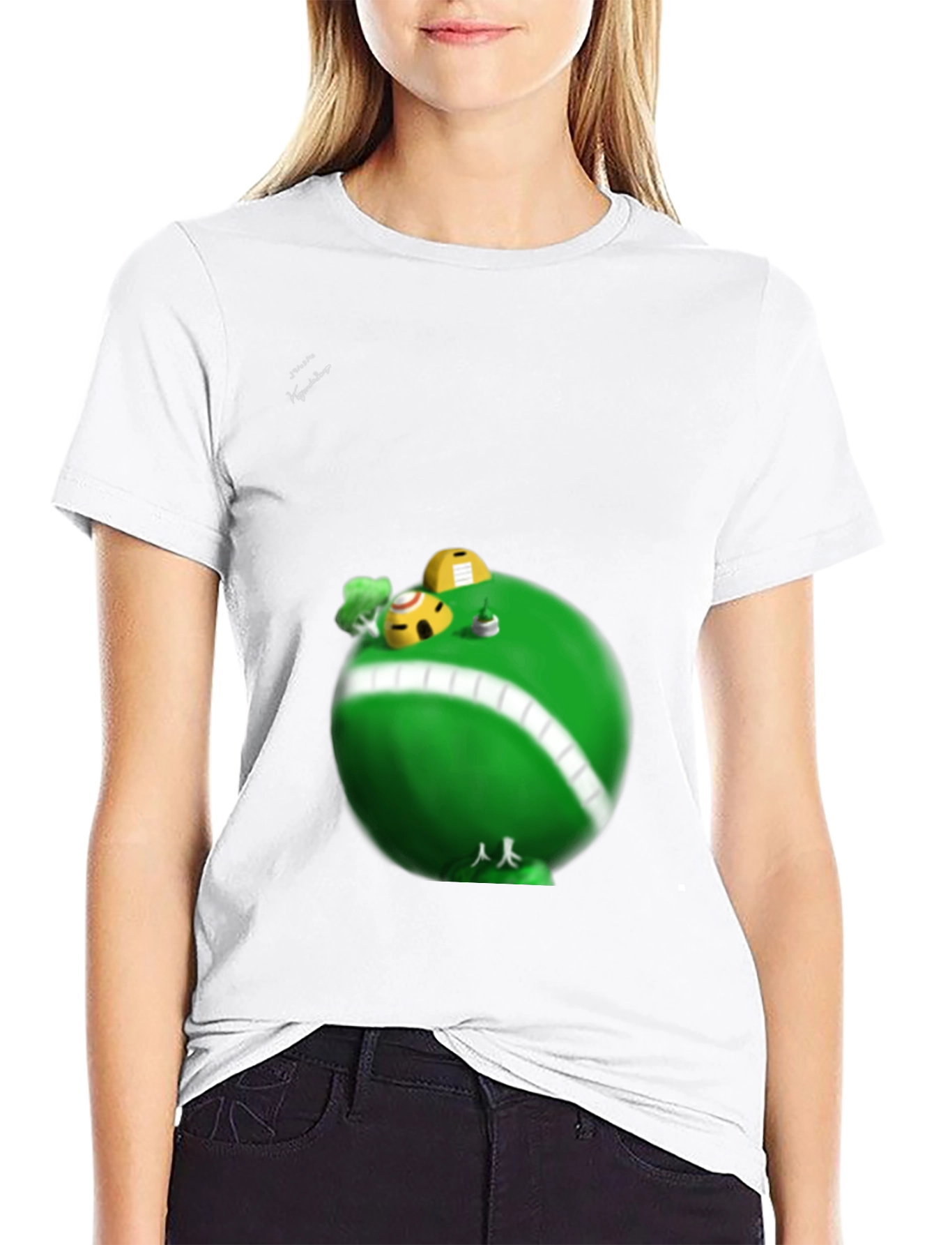 Fun Cartoon Planet Graphic T-Shirt - Black