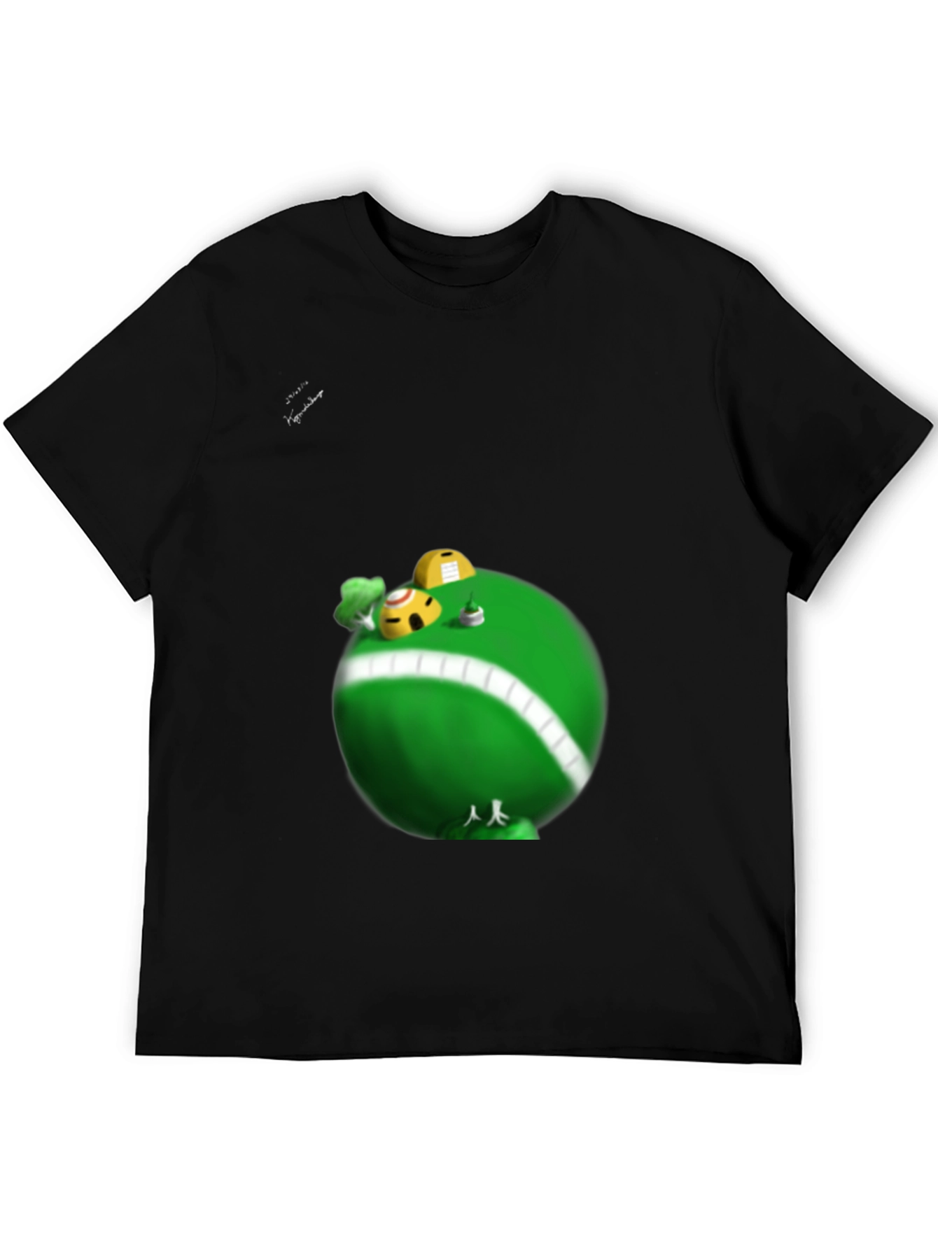 Fun Cartoon Planet Graphic T-Shirt - Black