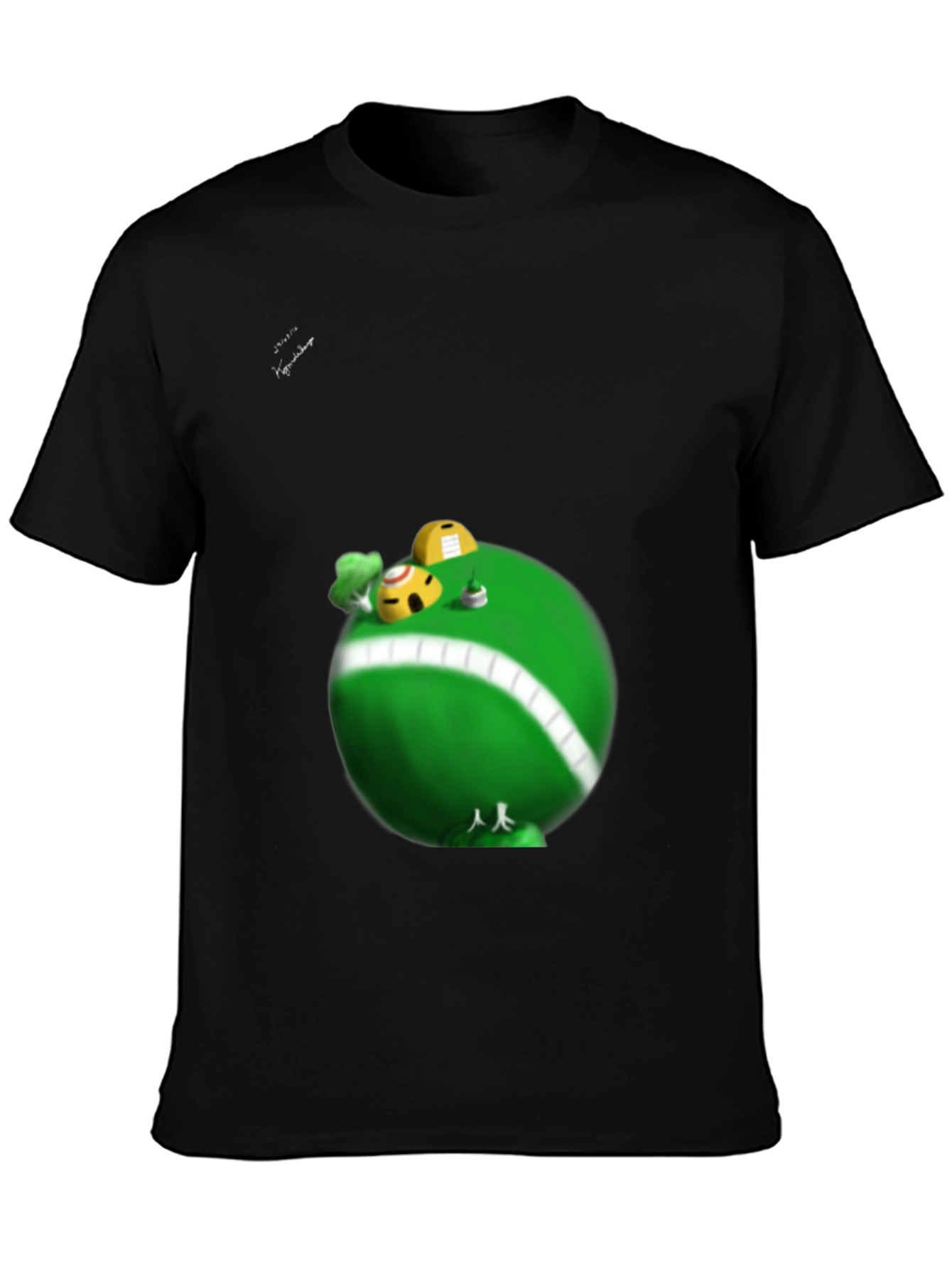 Fun Cartoon Planet Graphic T-Shirt - Black