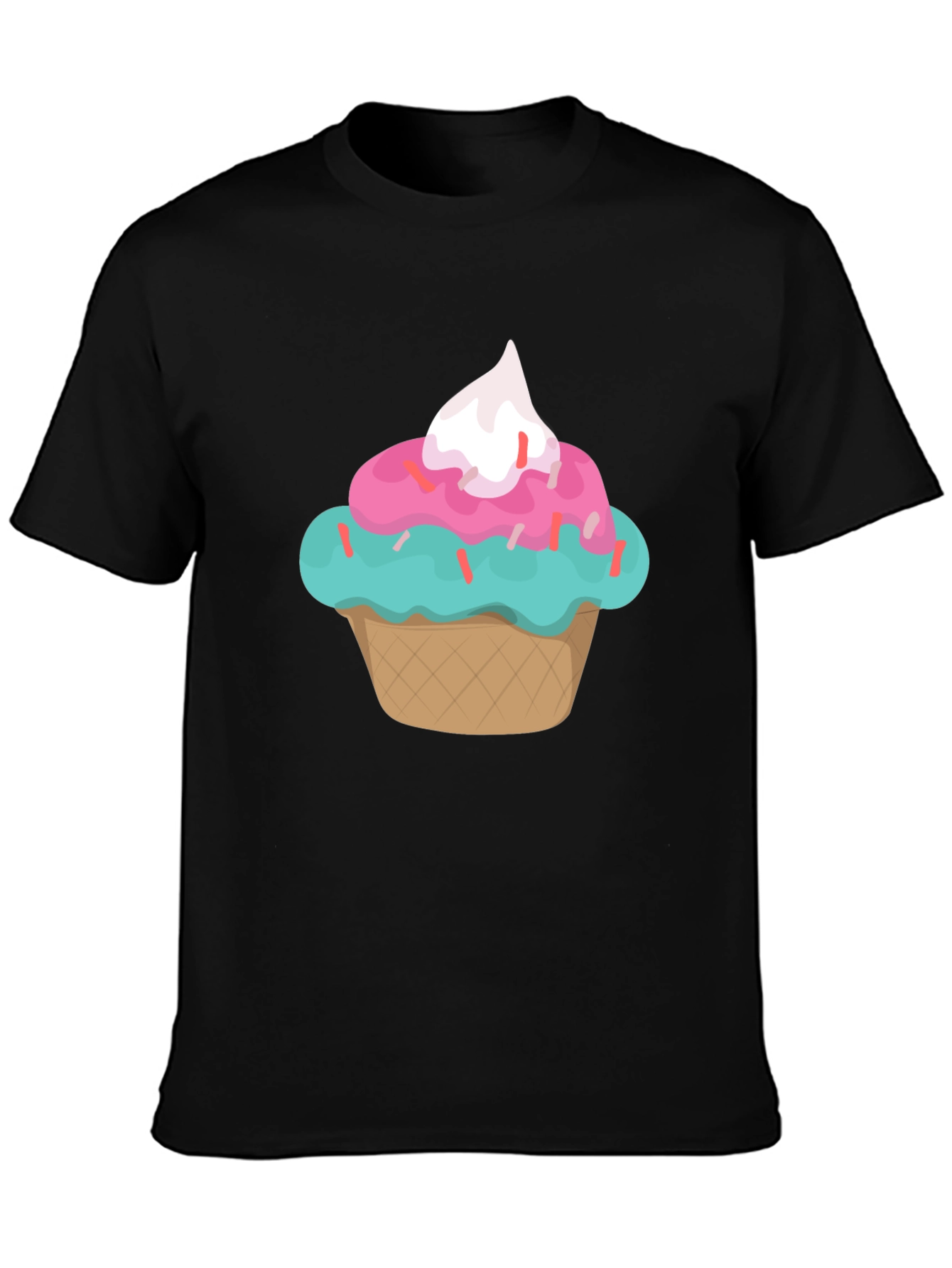 Cupcake Graphic Print Black T-Shirt