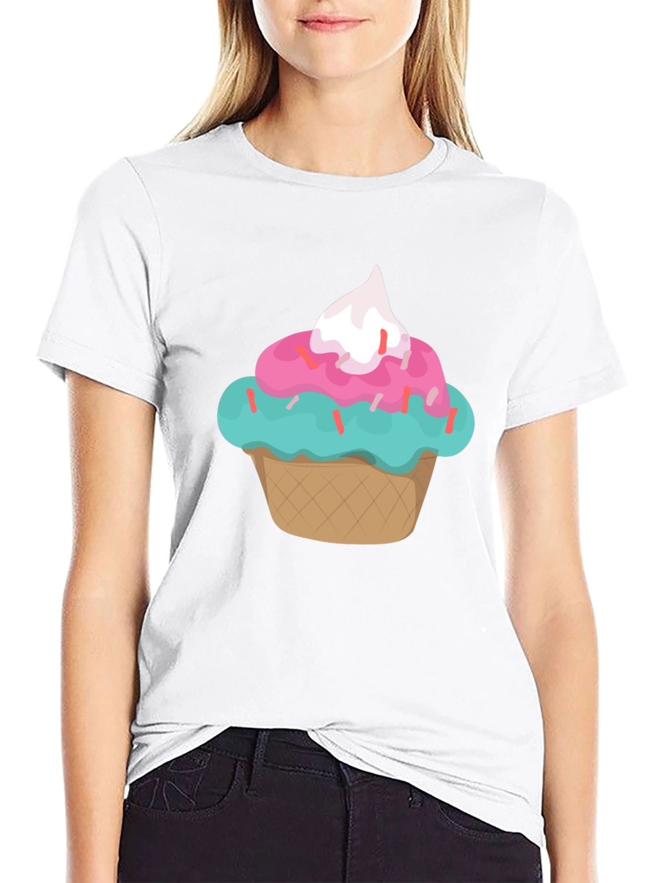 Cupcake Graphic Print Black T-Shirt