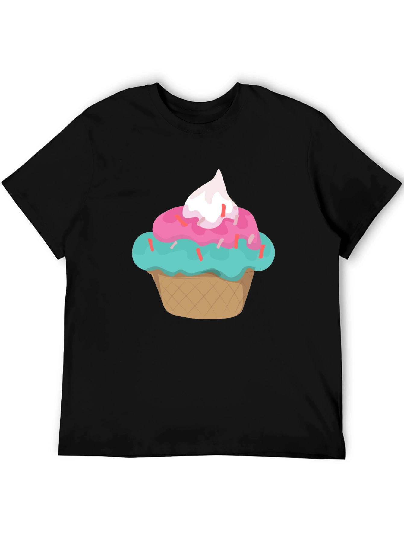 Cupcake Graphic Print Black T-Shirt