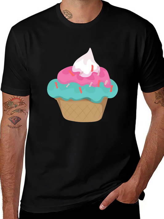 Cupcake Graphic Print Black T-Shirt