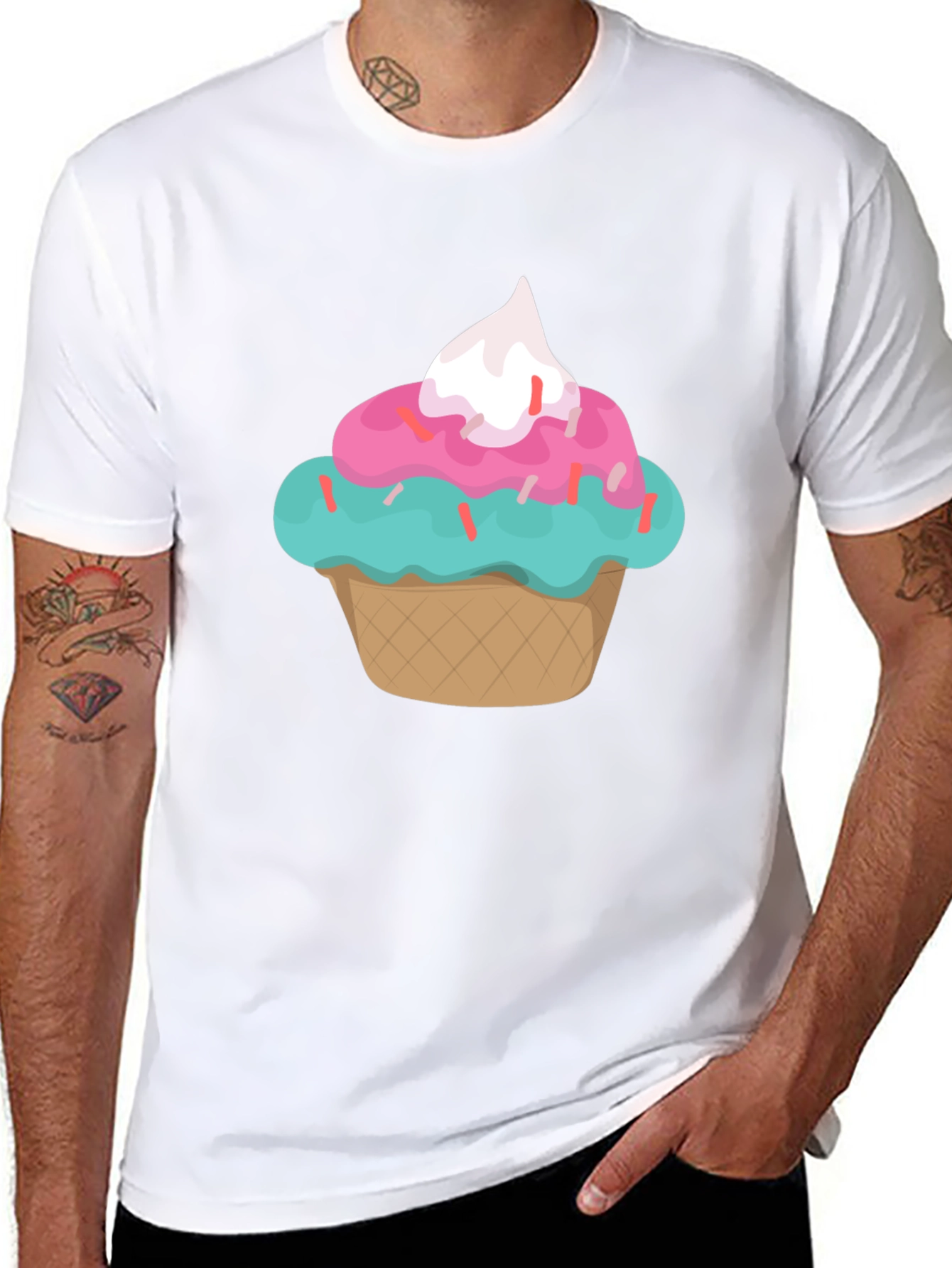 Cupcake Graphic Print Black T-Shirt