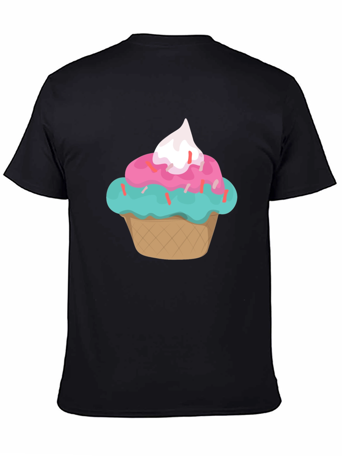 Cupcake Graphic Print Black T-Shirt