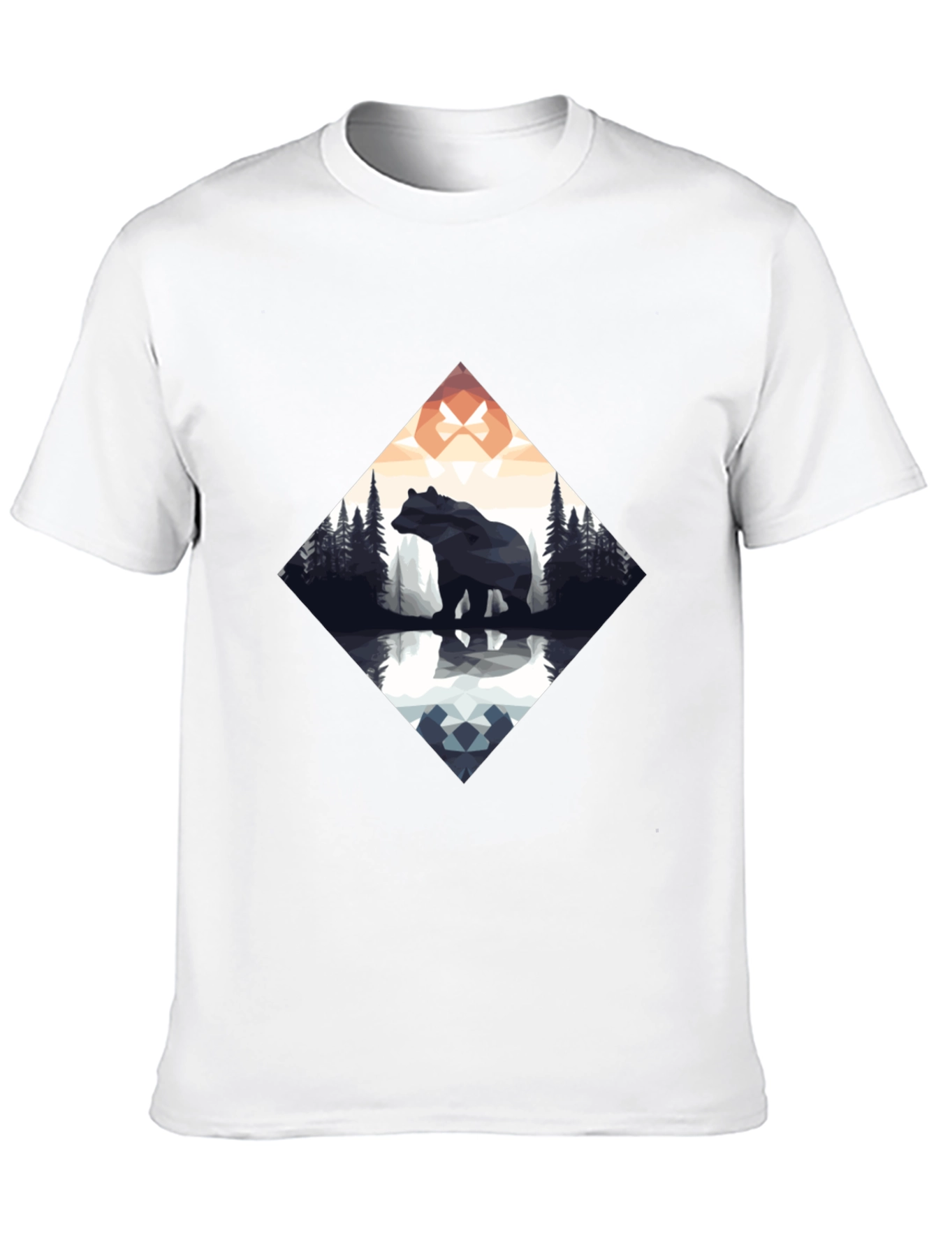 Geometric Bear Graphic Tee - Mens Black T-Shirt