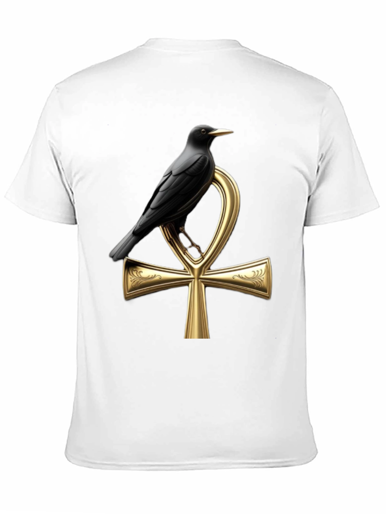Raven on Ankh T-Shirt - Gothic Egyptian Style