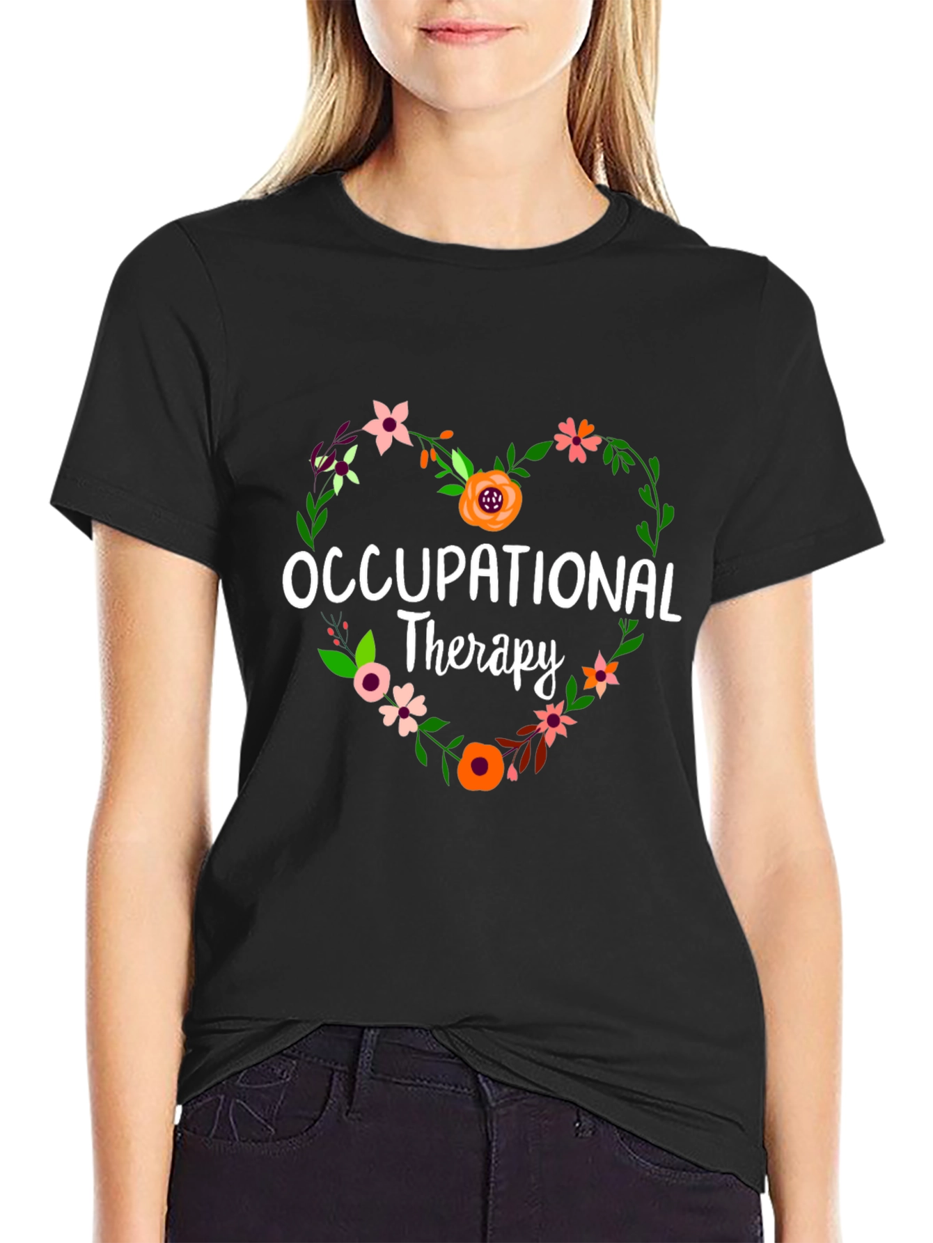 Occupational Therapy Floral Heart T-Shirt