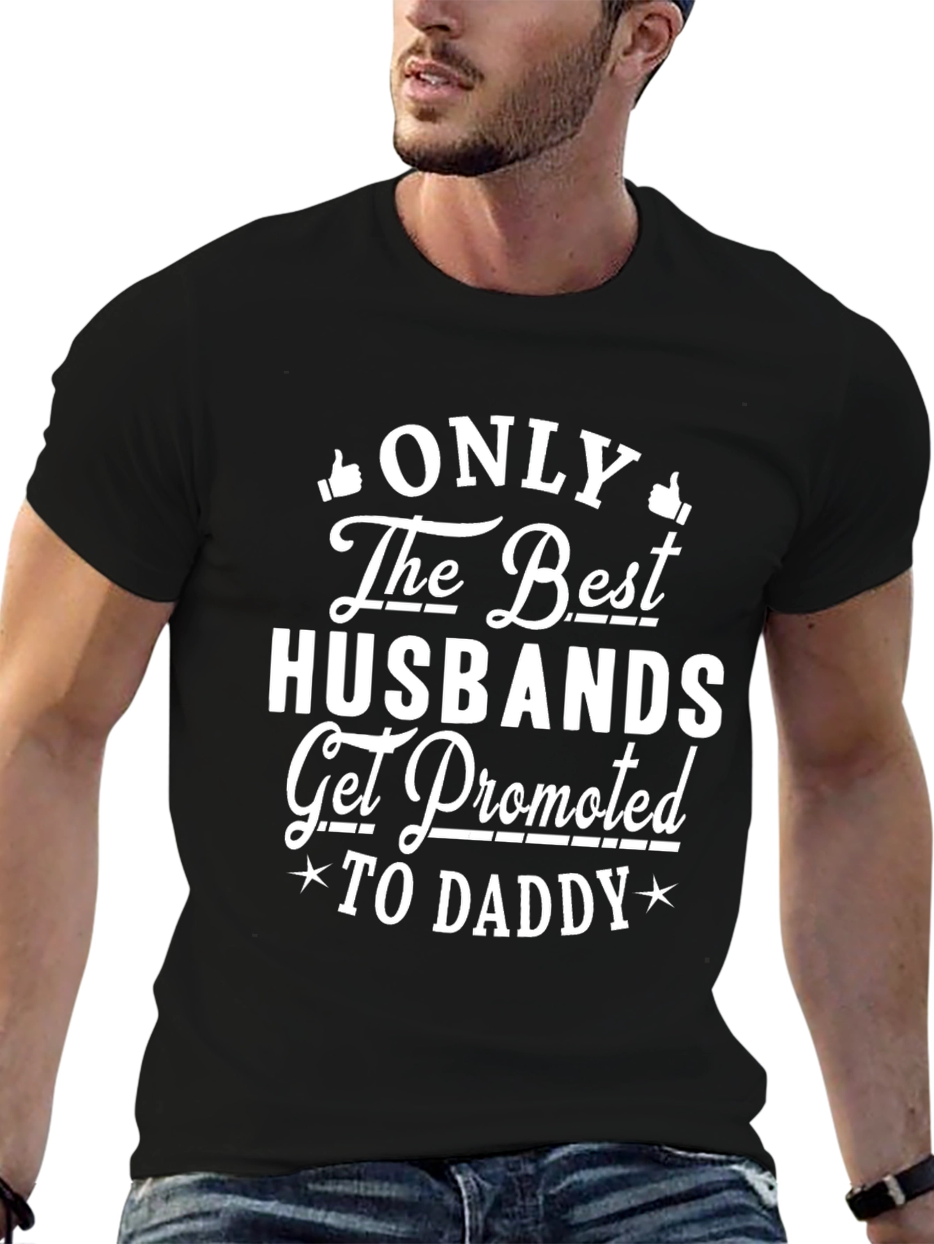 Best Husband Promoted to Daddy Black T-Shirt