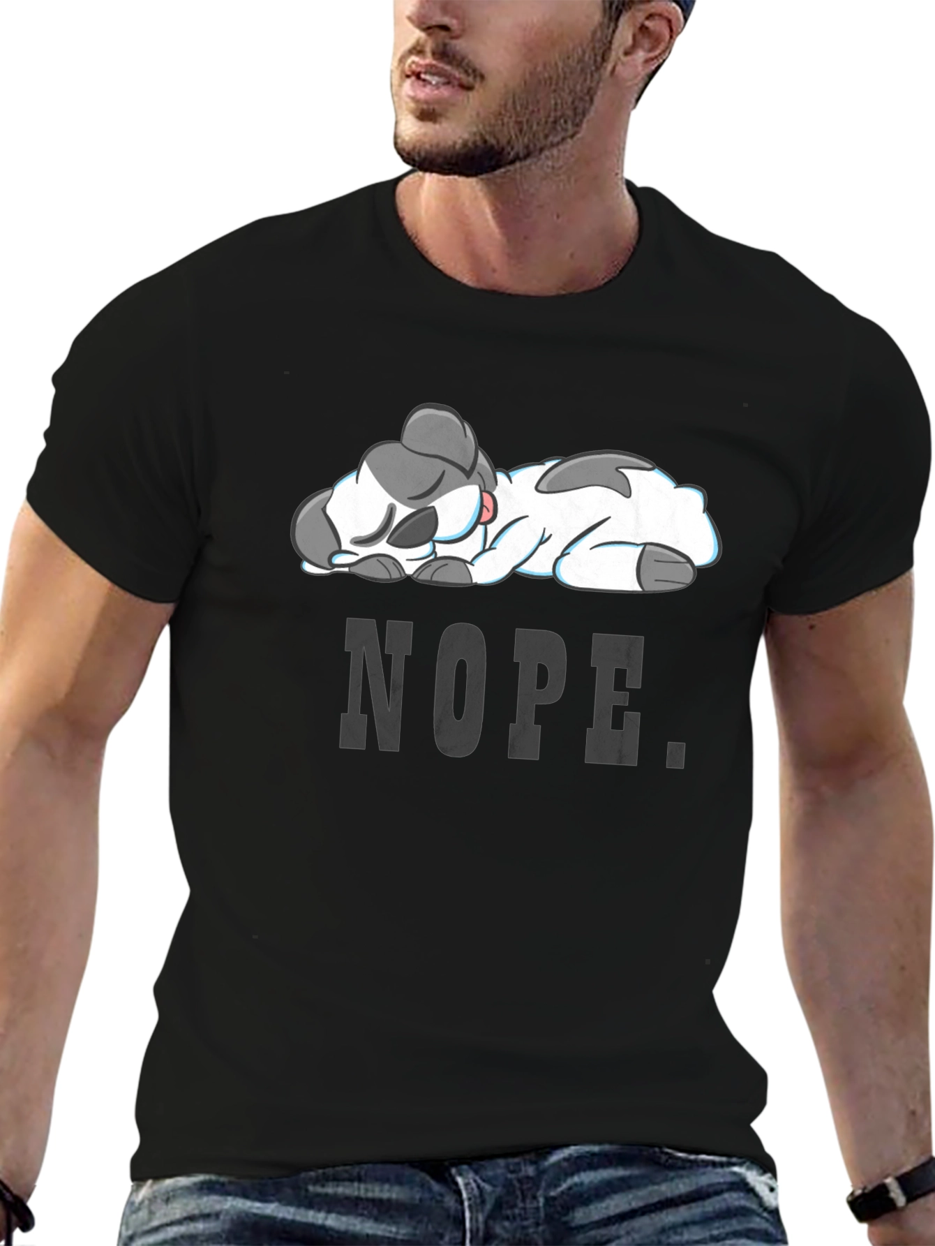 Nope Lazy Cow Graphic Tee - Soft Cotton Blend