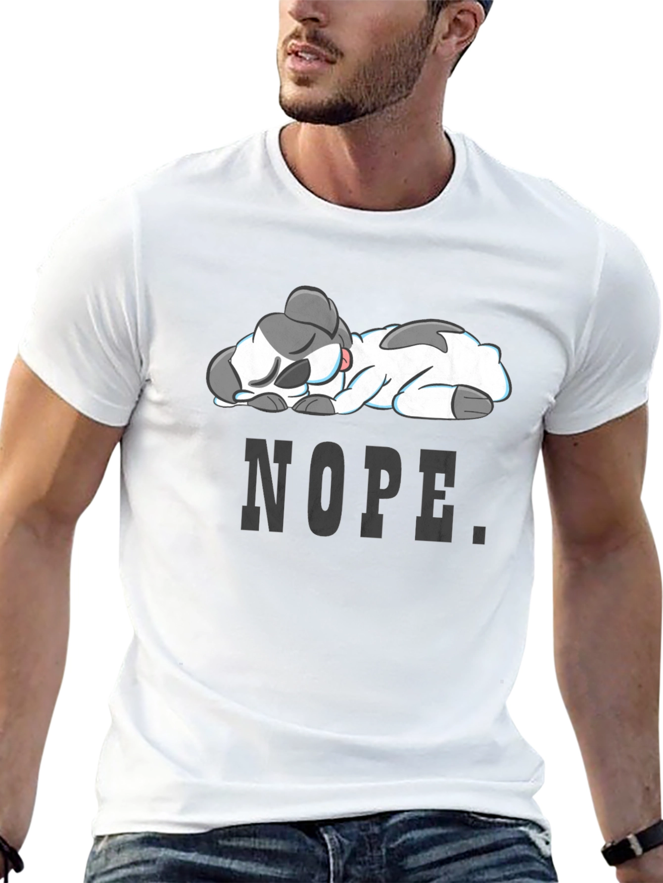 Nope Lazy Cow Graphic Tee - Soft Cotton Blend