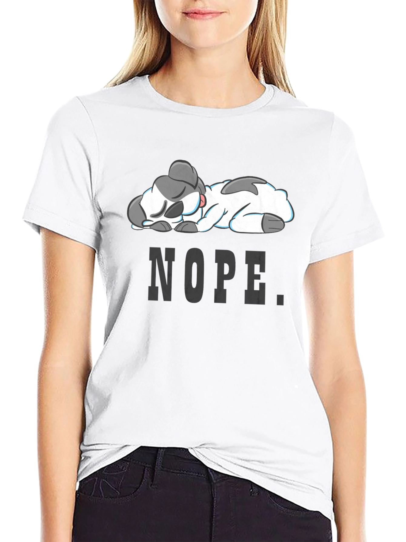 Nope Lazy Cow Graphic Tee - Soft Cotton Blend