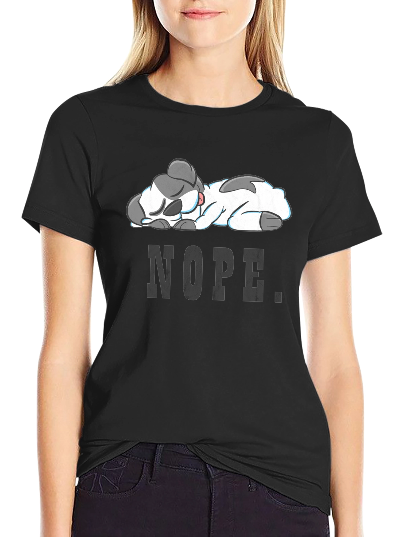 Nope Lazy Cow Graphic Tee - Soft Cotton Blend