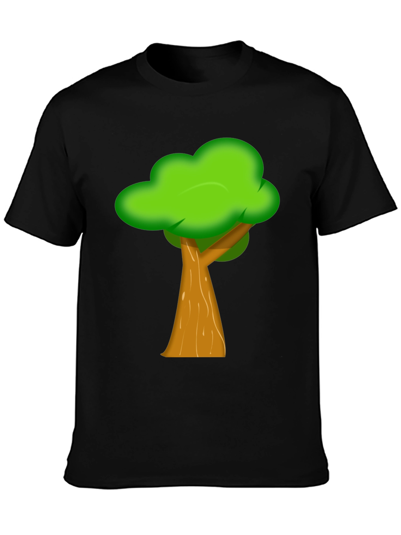 Cartoon Tree Graphic Black Tee Shirt